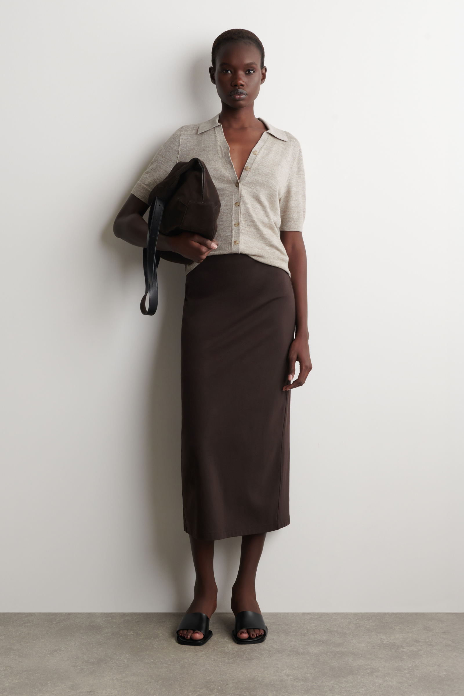 ニットリネンメリノ半袖シャツ